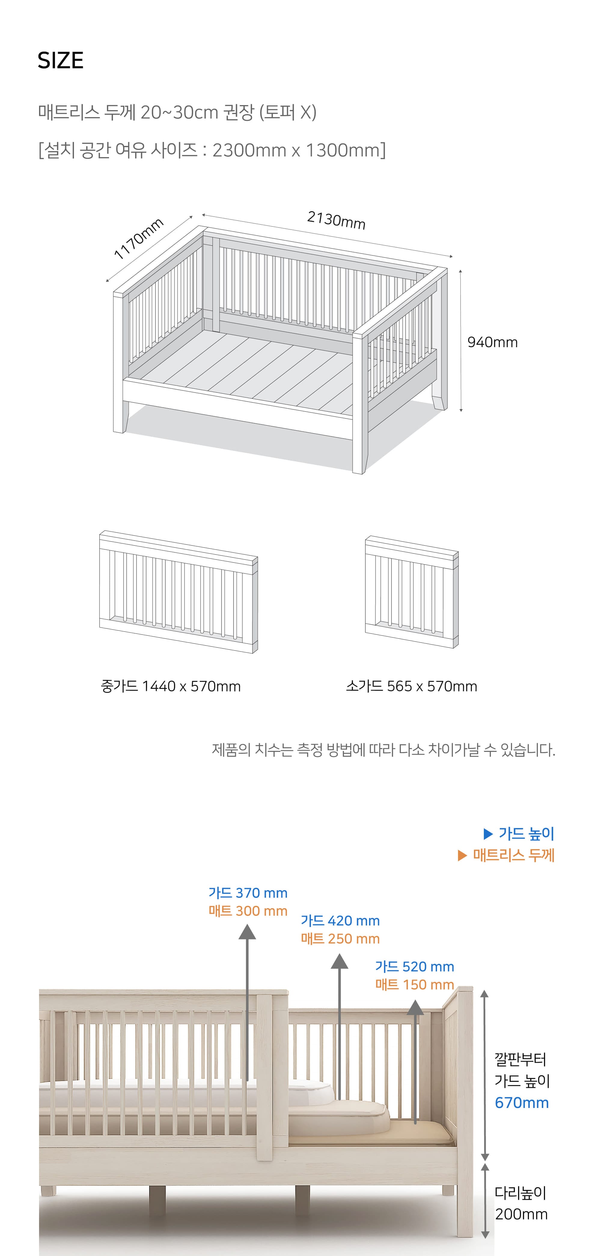 밀리엔스 아기침대 사이즈