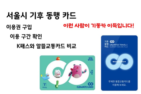 서울 기후동행카드 이렇게 사용해야 본전 뽑습니다